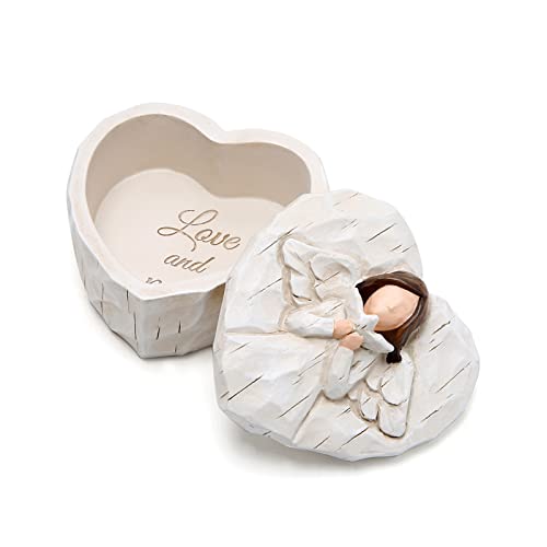 Hodao Angle Figurines Keepsake Box Decorations For Home Living Room Table Sculpted Hand-Painted Memorial Keepsake Box Love And Peace Gifts Jewelry Decor Birthday Gifts For Mom, Grandma