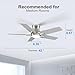 POCHFAN 42 Inch Ceiling Fans with Lights and Remote, Brushed Nickel Flush Mount Low Profile Ceiling Fan for Bedroom, Living Room, Patio, Dimmable 6 Speeds Noiseless Reversible, ETL Listed