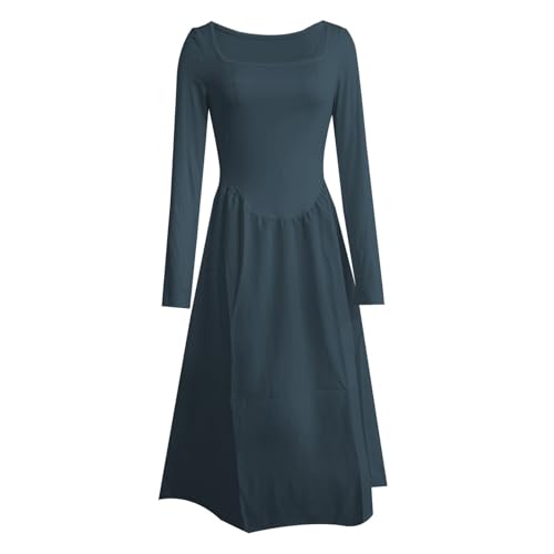 Robe décontractée élégante col carré mi-longue de mi-saison - 2
