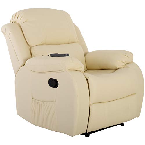 Raburg Fernsehsessel HANNE mit elektrischer Massage - Schlafsessel XXL mit mechanischer Liege- & Relaxfunktion Easy-Lift, aus Soft-Touch-Mikrofaser in VANILLE + leichte Wärme-Funktion Cover
