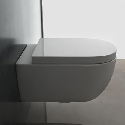 Alpenberger Hänge WC Spülrandlos | Toilette mit Nano | Tiefspüler Wand WC | Duroplast Toilettendeckel mit Absenkautomatik - UNI Sitz | Keramik Kloschüssel für Bad & Gäste WC | Passend Geberit – Bild 4