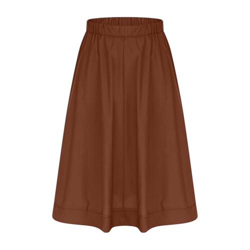 Lmdudan 2025 Women Skirts Midi Length Casual Elastic Waist A Line Skirt Soft Comfy Flowy Elegant Lightweight Skirts4