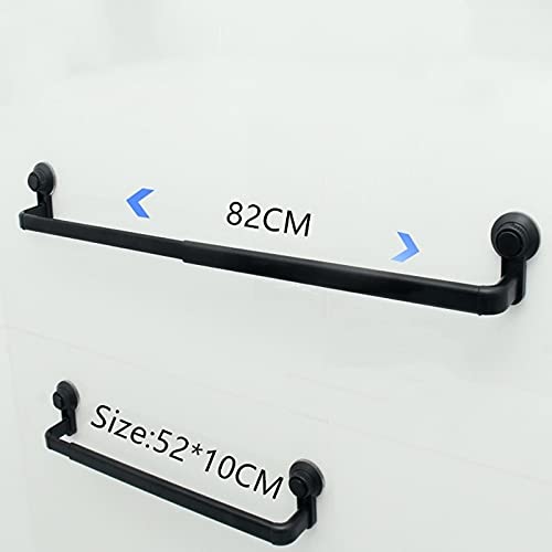 Porte-serviettes noir ventouse antirouille barre extensible murale sans perçage - 3
