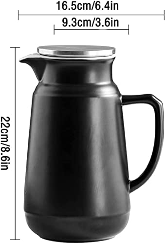 WSSSH Jarras Jarras de Bebidas Jarra de cerámica Simple Hervidor frío con asa y Tapa Tetera de Gran Capacidad (50.7 oz… - Imagen 3