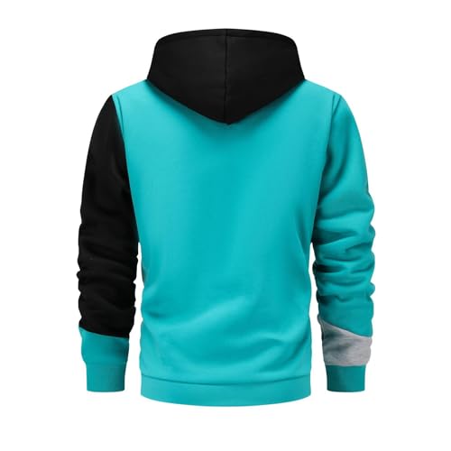 Men's Patchwork Casual Hoodies Workout Running Active Pullover 2025 Trendy Color Block Loose Long Sleeve Sweatshirt3