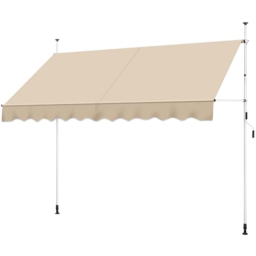 Yaheetech Store Banne Manuel 300 cm avec Manivelle, Auvent Rétractable Réglable en Hauteur et en Inclinaison sans Percement pour Balcon, Terrasse, Jardin Beige