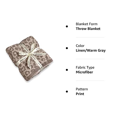 Gy Soft Fuzzy Fluffy Leopard Knitted Throw Blanket,Cozy Plush Fleece Comfy Microfiber Blanket For Couch Sofa Bed,Linen/Warm Gray #TOP6