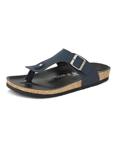 Image of EL PASO Men's Suede Leather Cushioned Cork Sole Sandal Slippers (Size 6 to 12)