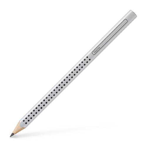 FABER-CASTELL 111996 – zestaw ołówków Jumbo GRIP 2001, z ołówkiem B, gumką i temperówką, srebrny
