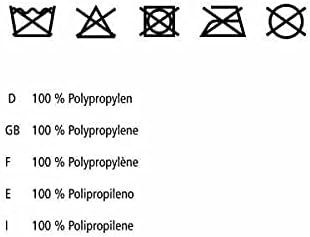 Care symbols for polypropylene material and material composition