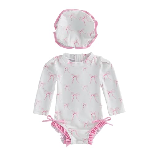 Traje de baño de Manga Larga con Capucha para niñas pequeñas, protección Solar UPF 50+, protección contra erupciones para bebés pequeños, de Resistente al Cloro, Alta Elasticidad y Ajustable