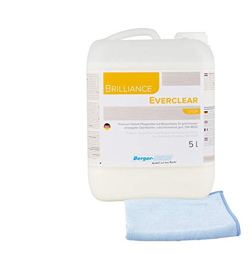 Preisvergleich Produktbild Berger-Seidle / Brilliance L93 Everclear Stop / Parkettpfllegemittel + 1 Premium-Poliertuch, 5 Liter, / für versiegelte Parkettböden, / rutschhemmend / wasserbasiert