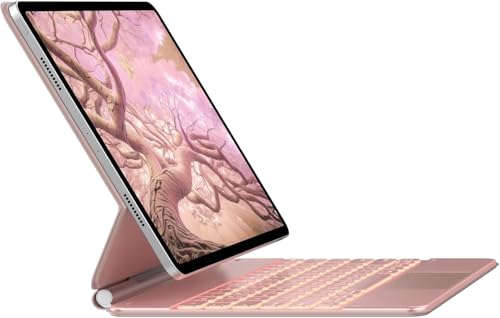 Image of typecase Edge for iPad Air 13 (M4 /M3 /M2, 2026 /2025 /2024) & Pro 12.9 (6th /5th /4th /3rd Gen) with 11-Color Backlit & Precision Trackpad, Magic Floating Keyboard (NOT FIT to Pro 13 (M5 /M4) -Rose Gold'26