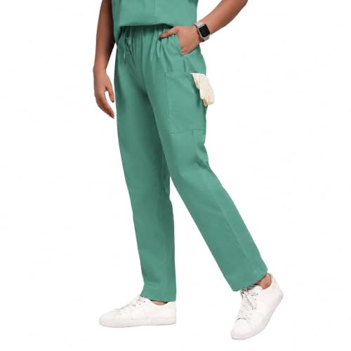 Image of Lite V-Neck 6-Pocket Women's Cotton ScrubSuit | Moisture-Wicking, Anti-Stain & Odor Protection | Classic Fit Top & Pant | All-Day Comfort for Doctors & Students Ocean Teal (M)
