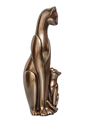 Image of eCraftIndia Handcrafted Polyresin and Bronze Cat and Kitten Statue Animal Figurines Decorative Showpiece for Home, Office, Living Rooms, Bedrooms - Ideal Gift for Cat Lovers, Birthday