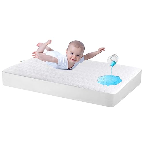 Bamuho Cotton Crib Mattress Protector, Waterproof Toddler Baby Mattress Pad Cover