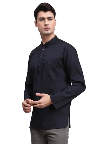 Kurta de algodón para hombre SKAVIJ confección ligera de manga larga con acabados premium