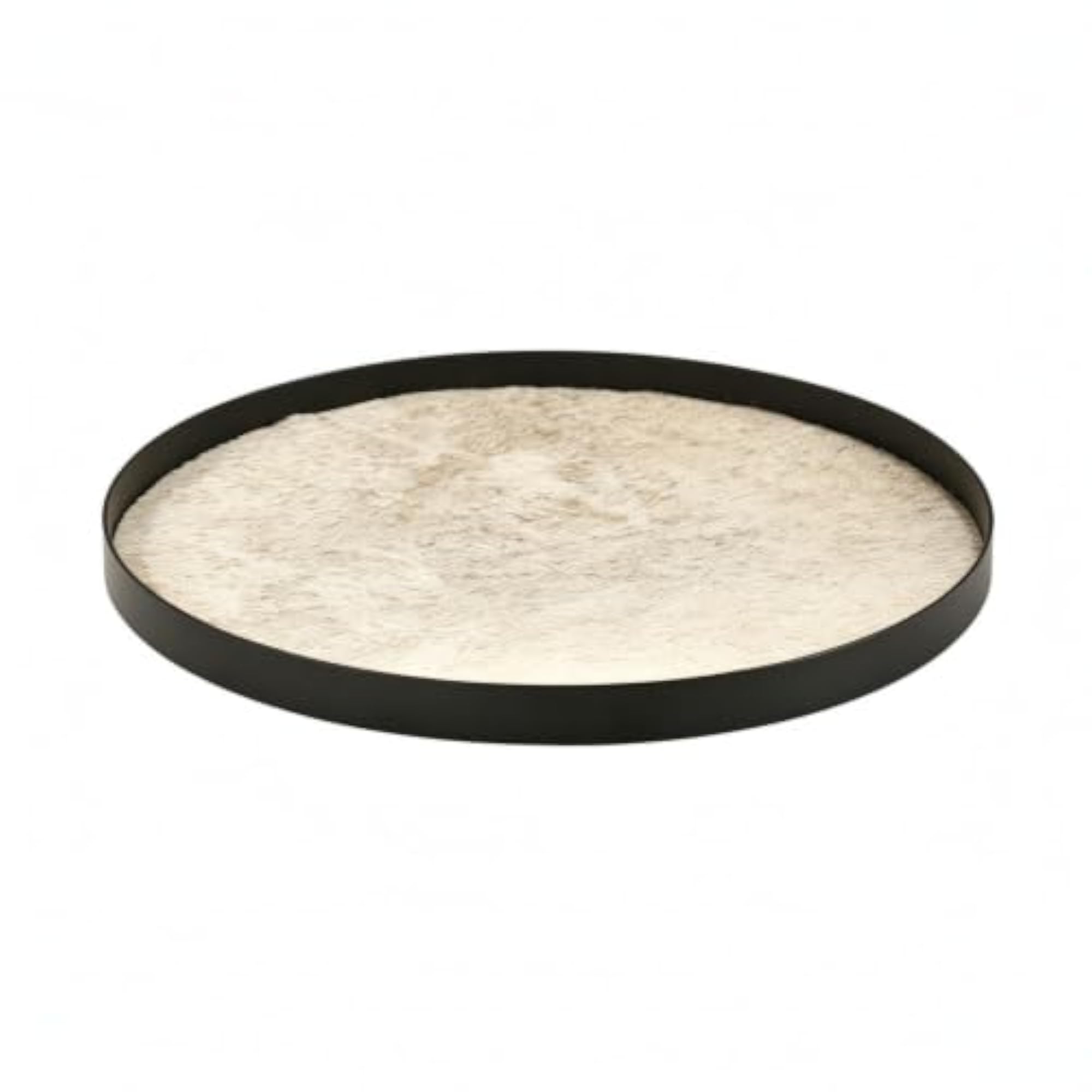 Decorative Round Tray with Metal Rim, Chic Modern Design