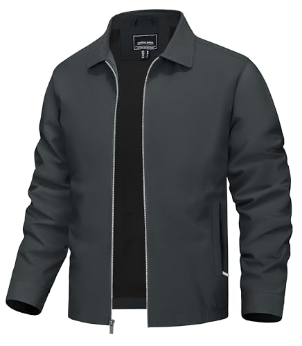 Image of TACVASEN Mens Lightweight Windbreaker Full Zip Up Laydown Collar Jackets Light Casual Coat with Zip Pockets