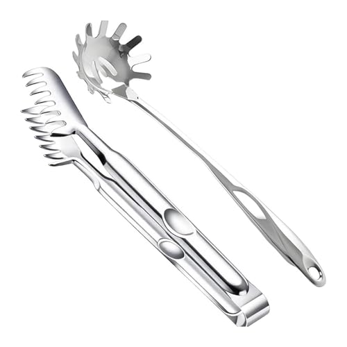 Cuchara de pasta y colador contra salpicaduras de aceite con mango ergonómico seguro 2