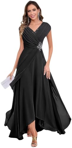 Cap Sleeve Mother of The Bride Dresses for Wedding Chiffon Lace Applique V Neck A Line Ruffle Formal Evening Gown 2025