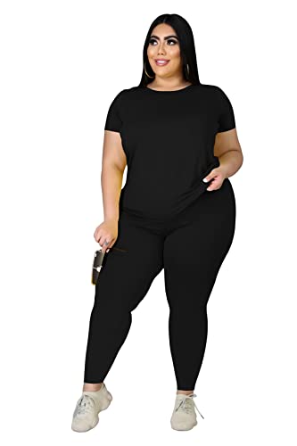 Plus Size Two Piece Outfits For Women Summer Sweatsuits Jogger Sets Casual Print Shorts Tracksuit Sets