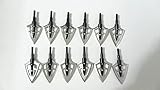 Mosogos 12Pcs Archery Stainless Steel Hunting Broadheads 100 Grain 2 Blades Hunting Tips for Crossbow Compound Bow and Recurve Bow Arrows
