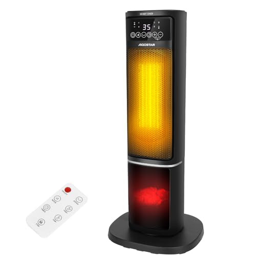 Radiateur Soufflant Céramique à Tourelle Beper 2000W - Télécommande, Effet Flamme LED, Noir