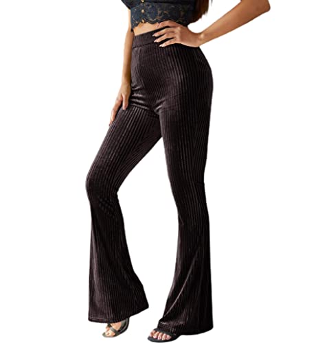 Amazon.com: Women's Flare Velvet Pants High Elastic Waist