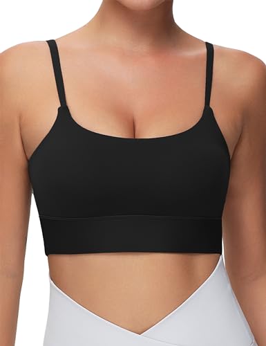 THE GYM PEOPLE Women's Adjustable Longline Sports Bras Scoop Neck Padded Wireless Workout Yoga Tops