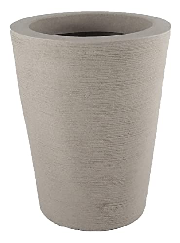 Vaso Decorativo Coluna Redonda Riscada Cone Varanda Externa 32x40 Para Plantas e Jardim (AREIA)