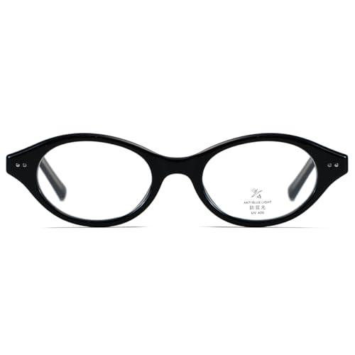 Image of Retro Oval Glasses Frame Men Tr90 Korean Style Women Small Glasses Anti Blue Light Acetate Temple