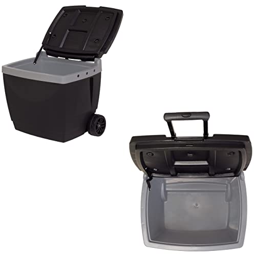 Caixa Térmica Cooler 42 Litros Com Rodas Alça Porta Bebidas Alimentos - Mor - Preto