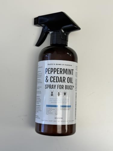 Image of Kate's Home & Garden Peppermint Oil Spray for Bugs, Ants, Insects, Spiders, Roaches, Stink Bug. Pesticide and Insecticide Indoor Repellent Pest Control with Cedar Oil (16oz, Natural, Non Toxic)