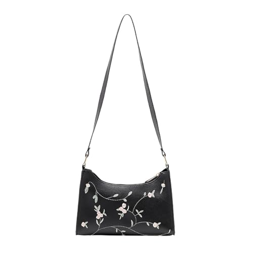 Women's Shoulder Handbag with Embroidery Pattern – Stylish Purse for Daily Use, Casual Outings & Work