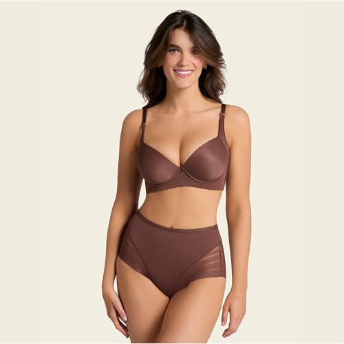 Image of Leonisa High Waisted Invisible Tummy Control Shapewear for Women - Stripe Lace Ladies Underwear Panties