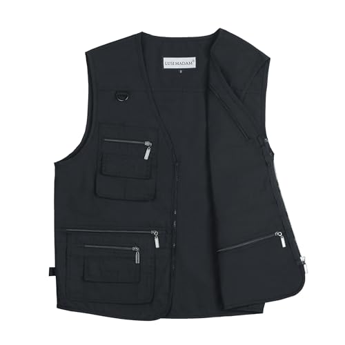 Image of Men's Stone Washed Denim Multi-pocketed Fishing Work Outerwear Vest