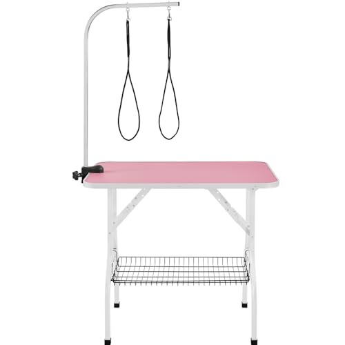 Costoffs Pet Grooming Table, Adjustable Arm, Pink