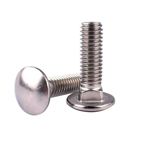 Image of 5 /16-18 x 1-1 /4 inch Carriage Bolts Screws, 18-8 Stainless Steel 304, Round Head, Square Neck, UNC Fully Machine Coarse Threaded,10Pcs