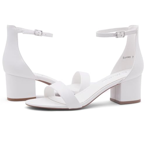 Image of Herstyle Low Block Heels for Women - 2.25 Inch Open Toe Chunky Heel Sandals with Dressy Ankle Strap for Wedding, Prom, Party & Office