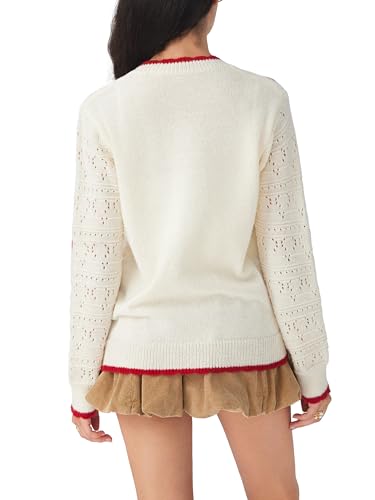 Image of CIDER Cardigan Sweaters for Women Trendy Cute Sweaters Long Sleeve Crew Neck Heart Print Cardigans Spring Fall Outfits