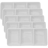 Juego de 5 Platos de Cerámica para Salsas 3 Compartimentos Pequeño y Ligero Adecuado para Salsa de Soja Vinagre y Condimentos Hogar y Restaurante