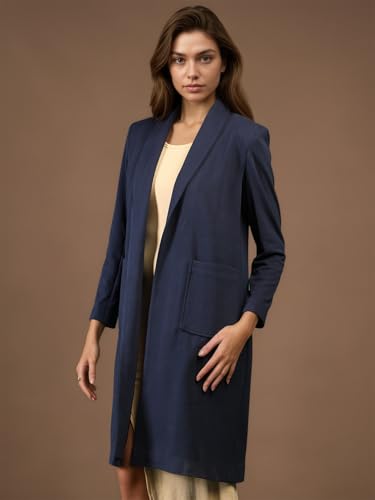 Image of CHKOKKO Women Elegant Winter Wear Warm Coat Classic Knee Length | Solid Color Design with Convenient Front Pockets | Ideal for Formal and Semi-Formal Occasions