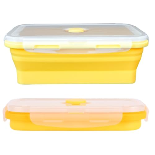 Nikou Portapranzo in Silicone da 500 ml, Contenitore Pieghevole per Alimenti Pieghevole(Giallo)