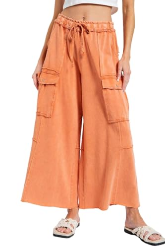 Easel Game On Washed Wide Leg Cargo Pants