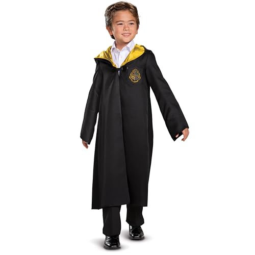 disguise harry potter hogwarts robe, official wizarding world costume robes, classic kids size dress up accessory, child size large (10-12), black & gold