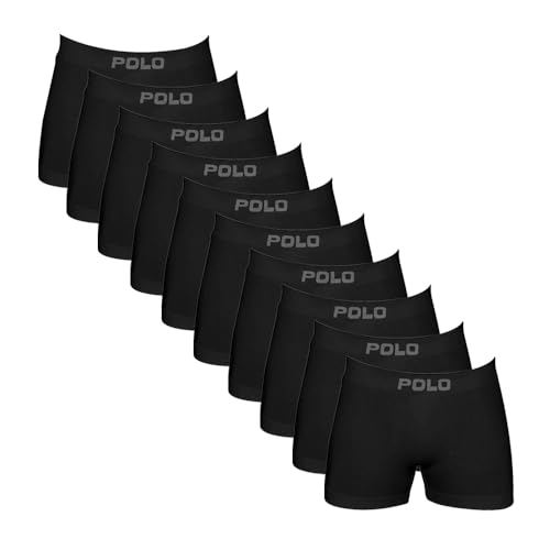 POLO STAR, Kit 10 Cueca Boxer Polo 100% Algodão Box Masculina Tamanho:M;Cor:Preta