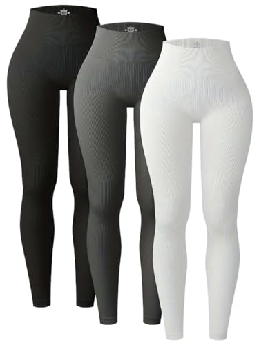 Image of HCHCTRY 3Pack High Waisted Leggings for Women-Womens Black Seamless Workout Leggings Running Tummy Control Yoga Pants