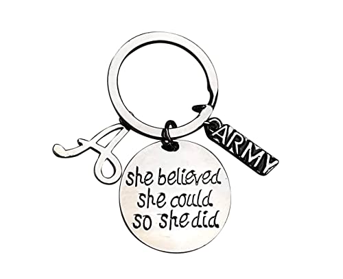 US Navy 'She Believed She Could So She Did' Keychain - Inspirational Gift For Navy Wife, Daughter, Mom