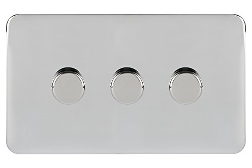 Schneider Electric GGBL6032CSSS Schneider Electric Lisse Screwless Deco Uni Dimmer 3G 2way 250W/VA SS, 250 W, 240 V, Stainless Steel